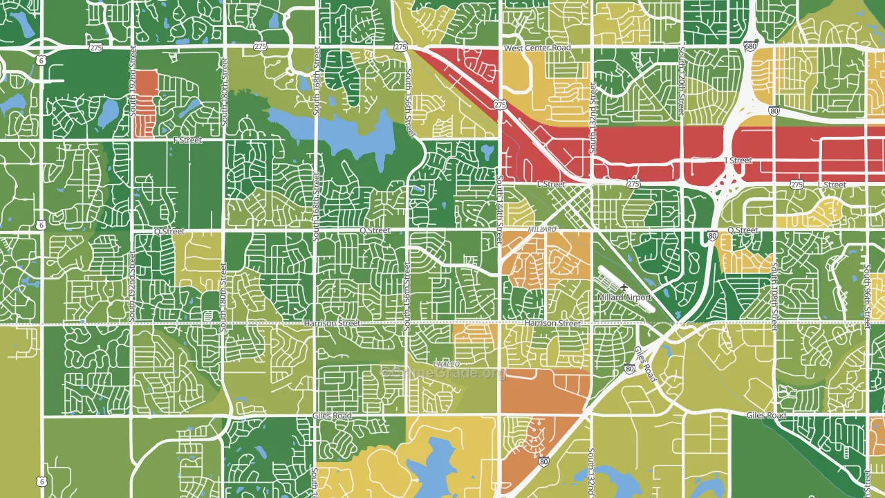 Millard, Omaha, NE Map of Burglary Rates
