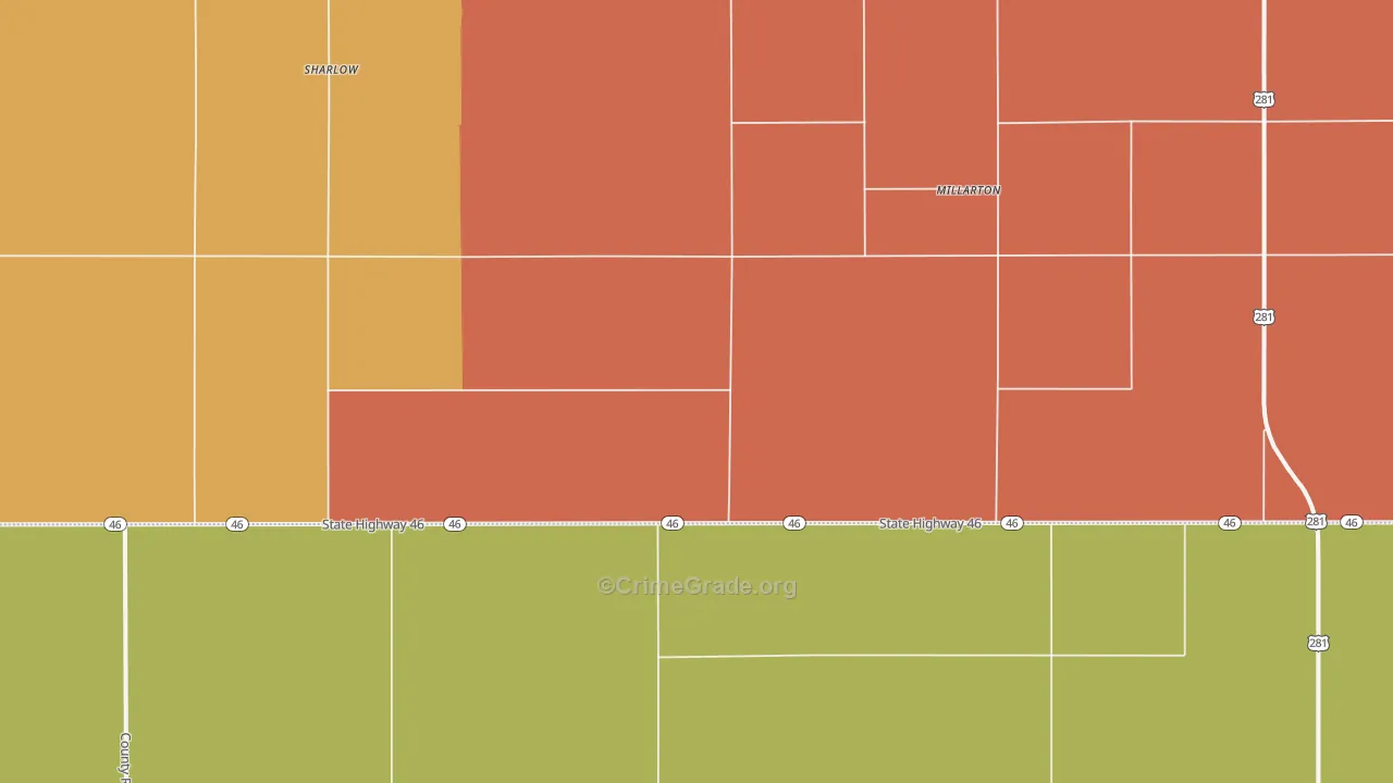 Millarton, ND Map of Burglary Rates