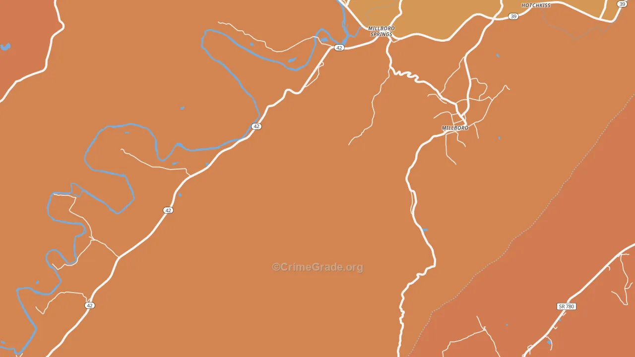 Millboro Springs, VA Map of Burglary Rates