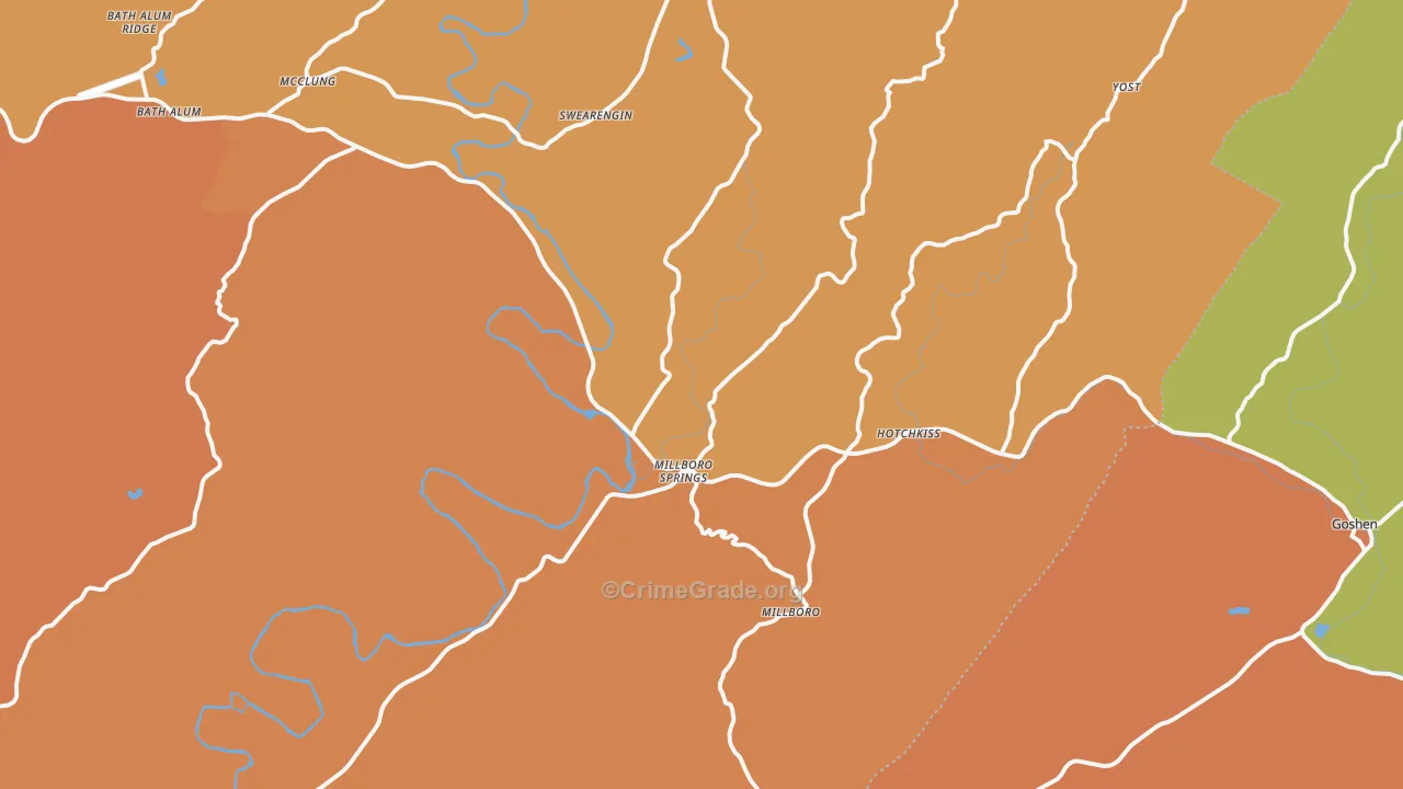 Millboro, VA Map of Burglary Rates