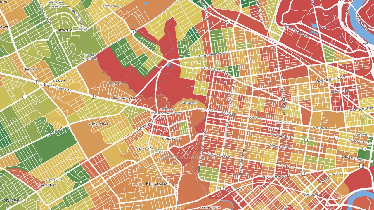 Millbourne, PA Map of Burglary Rates