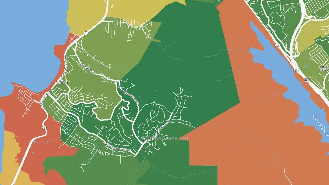 Millbrae Meadows, CA Map of Burglary Rates