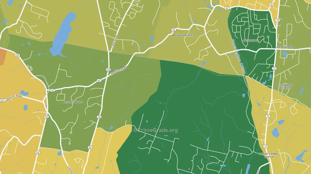 Millbrook, CT Map of Burglary Rates