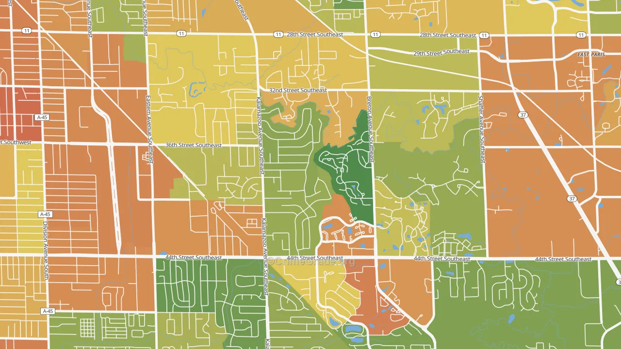 Millbrook, Grand Rapids, MI Map of Burglary Rates
