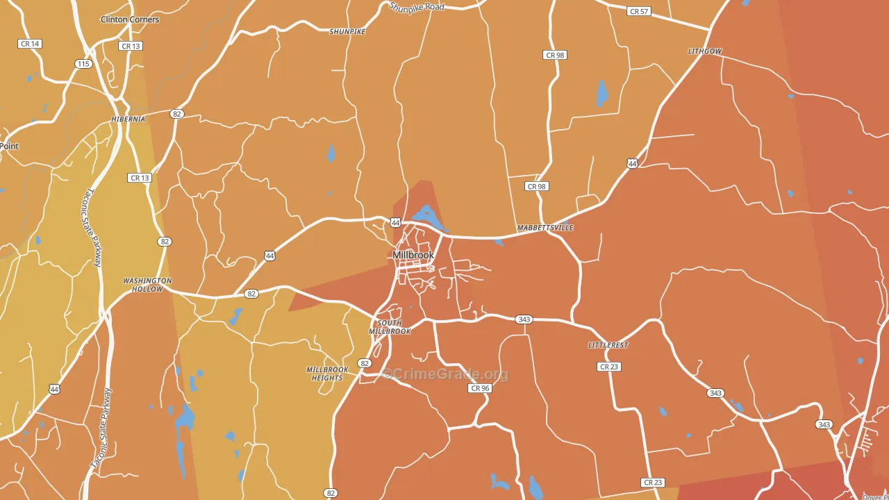 Millbrook, NY Map of Burglary Rates