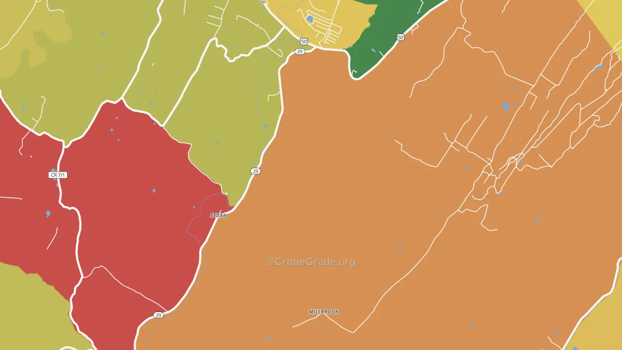 Millbrook, WV Map of Burglary Rates