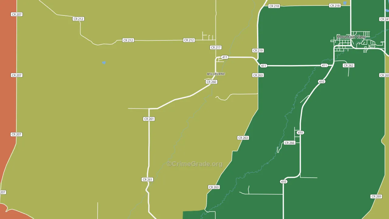 Millburne, WY Map of Burglary Rates
