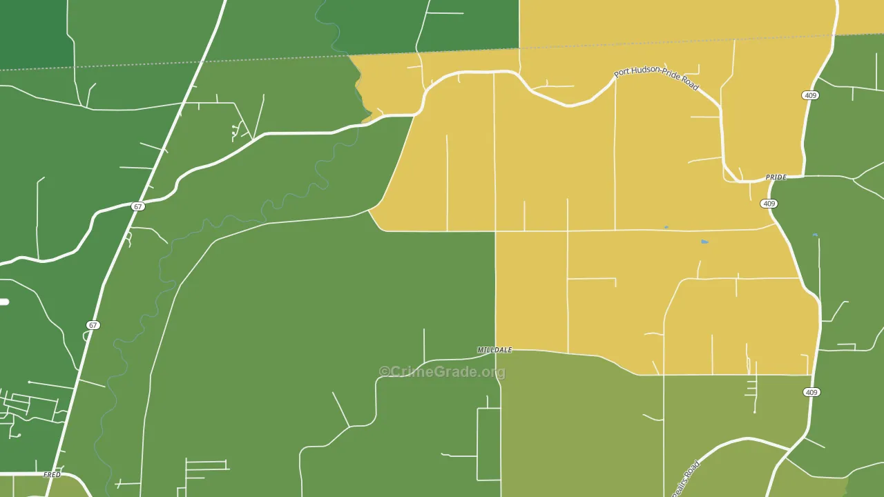 Milldale, LA Map of Burglary Rates