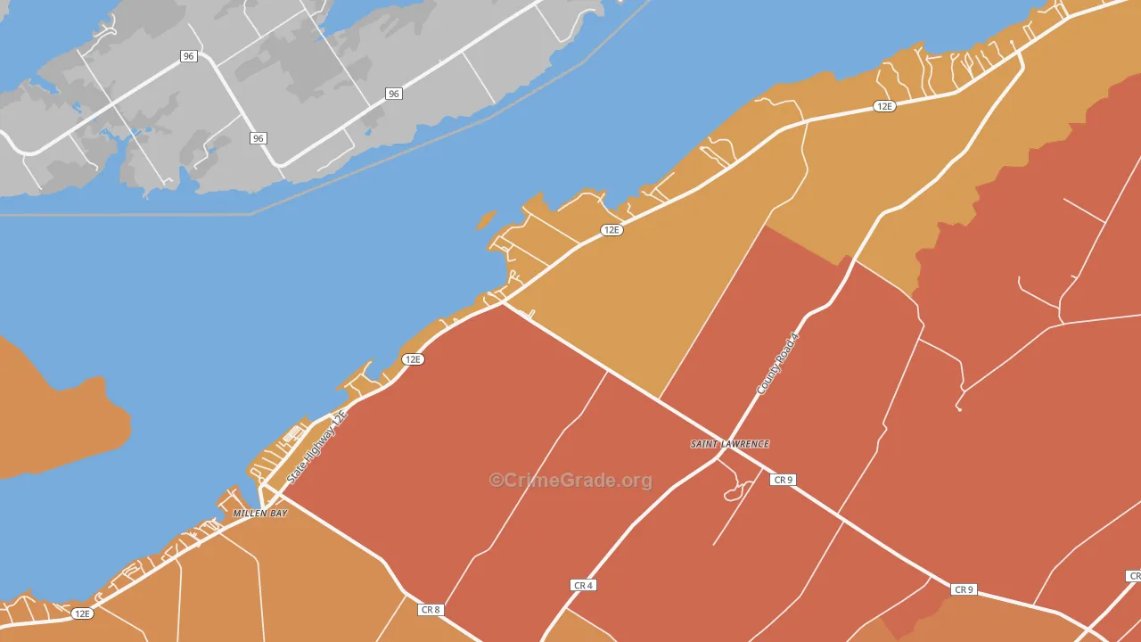 Millen Bay, NY Map of Burglary Rates