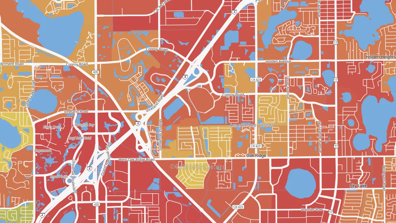 Millenia, Orlando, FL Map of Burglary Rates
