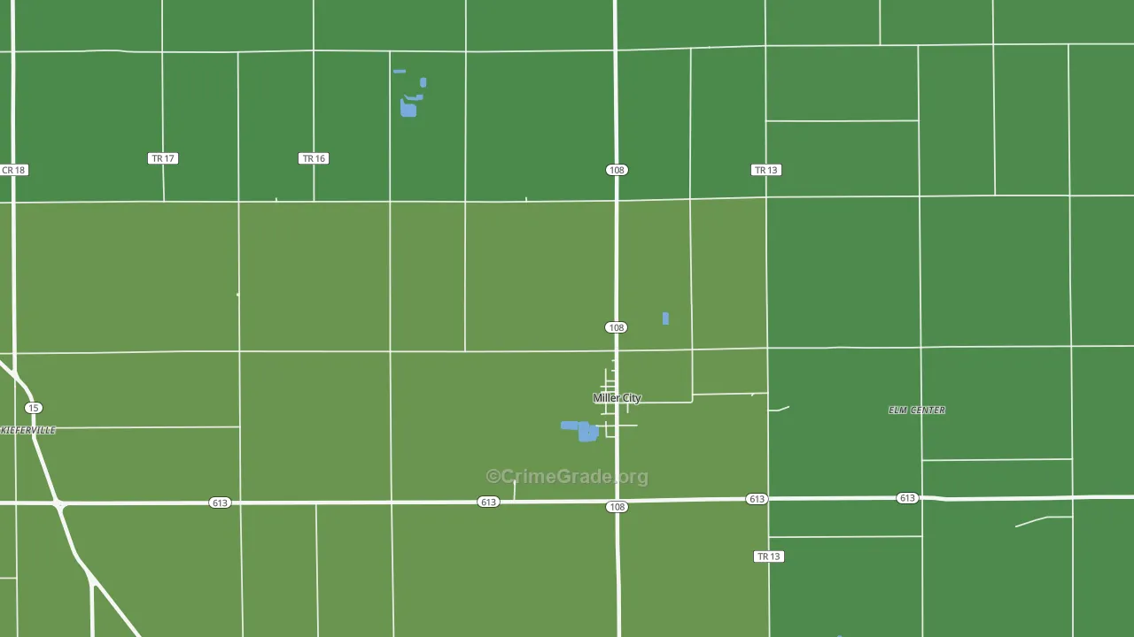 Miller City, OH Map of Burglary Rates