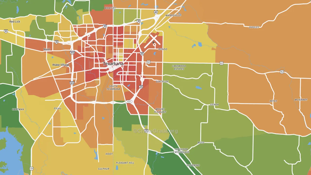 Miller County, AR Map of Burglary Rates
