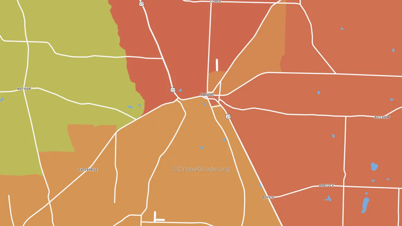 Miller County, GA Map of Burglary Rates