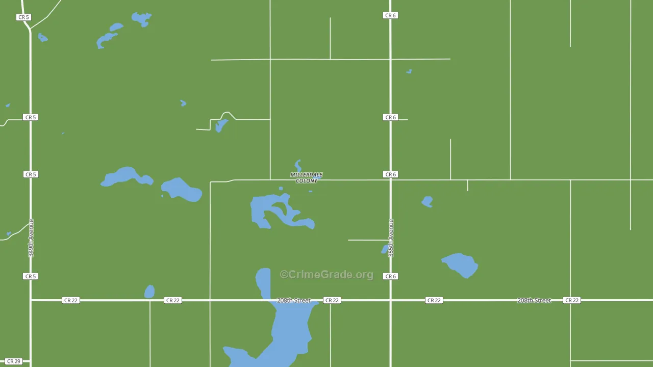 Miller Dale Colony, SD Map of Burglary Rates
