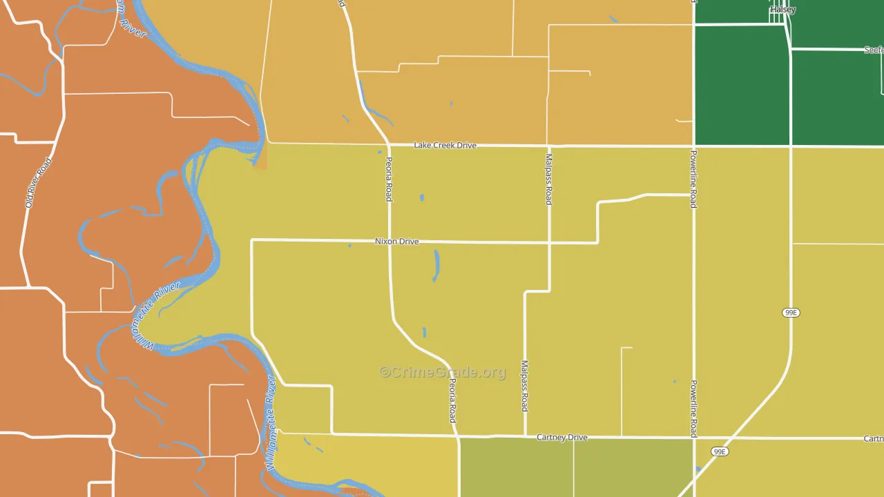 Miller, OR Map of Burglary Rates