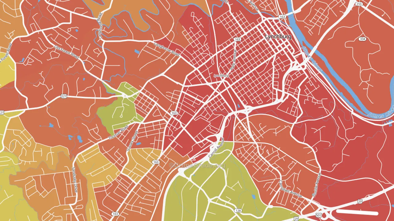 Miller Park, Lynchburg, VA Map of Burglary Rates