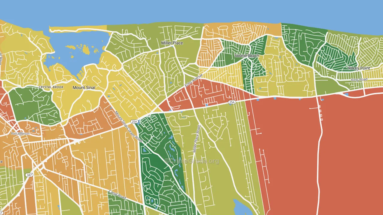 Miller Place, NY Map of Burglary Rates