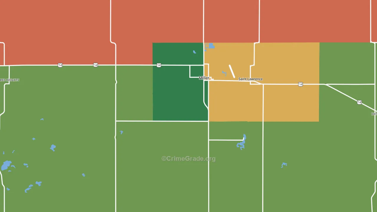 Miller, SD Map of Burglary Rates