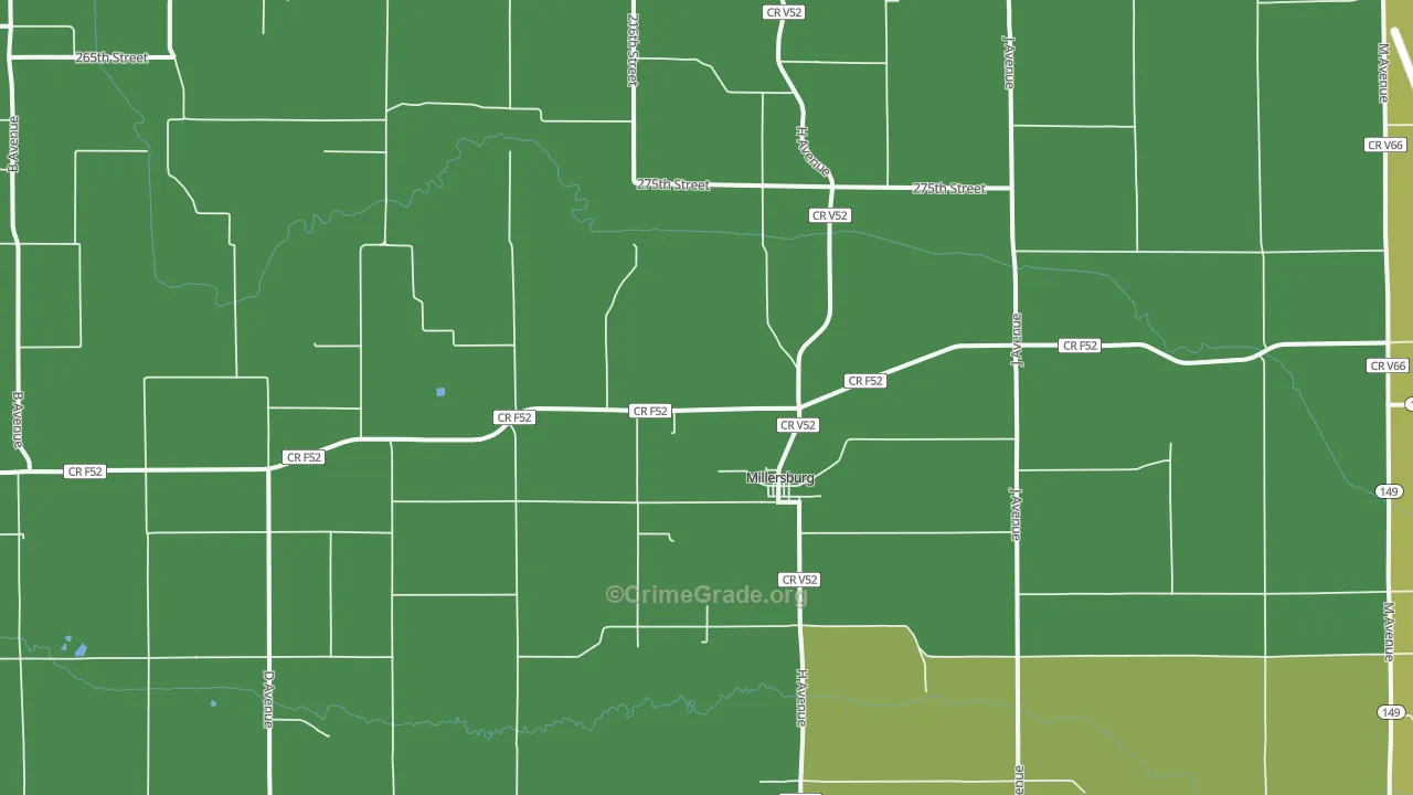 Millersburg, IA Map of Burglary Rates