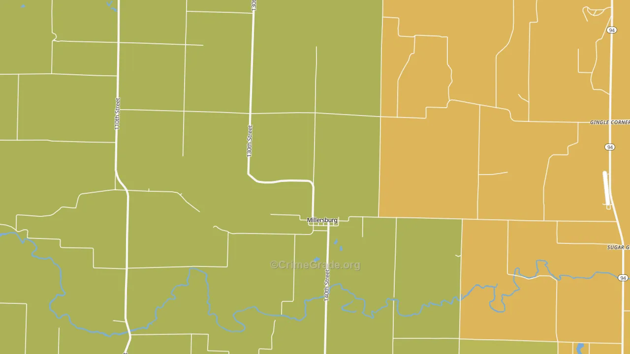 Millersburg, IL Map of Burglary Rates