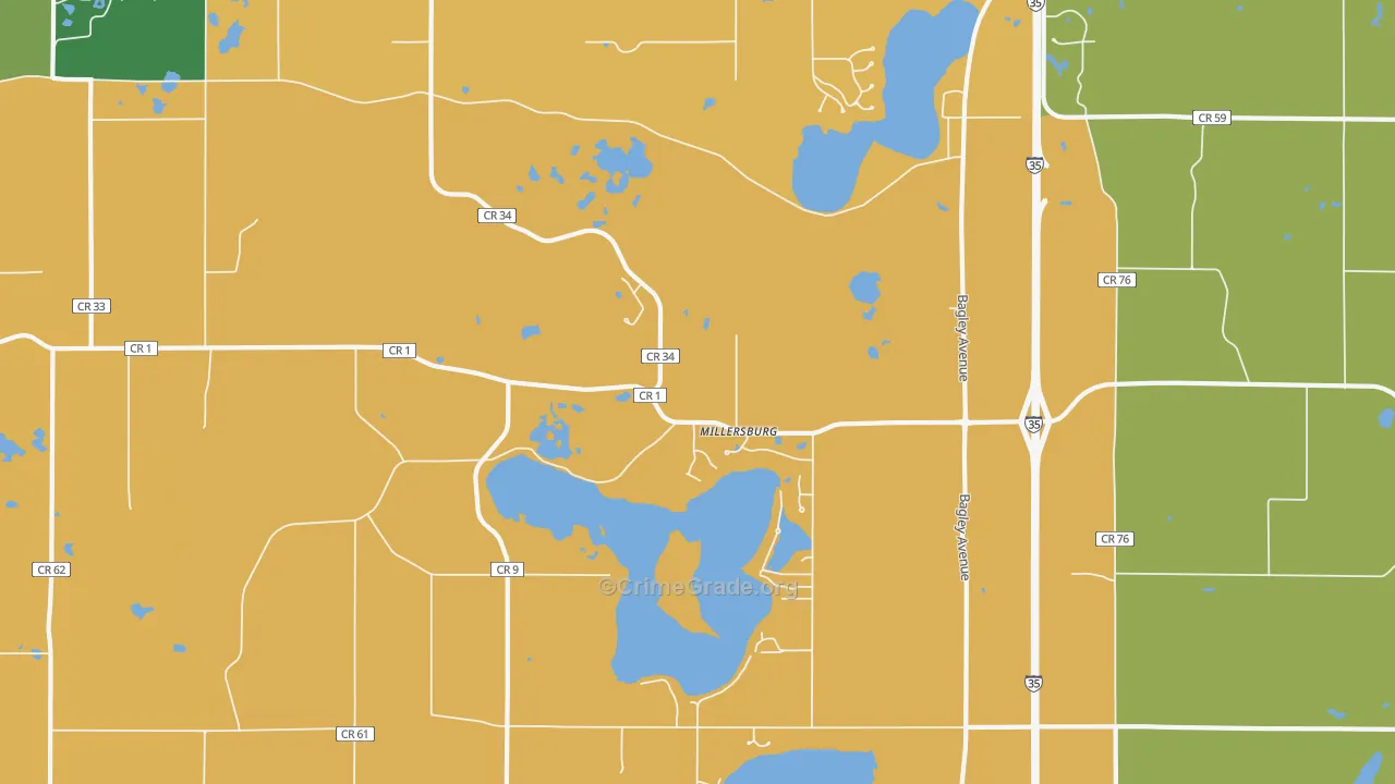 Millersburg, MN Map of Burglary Rates