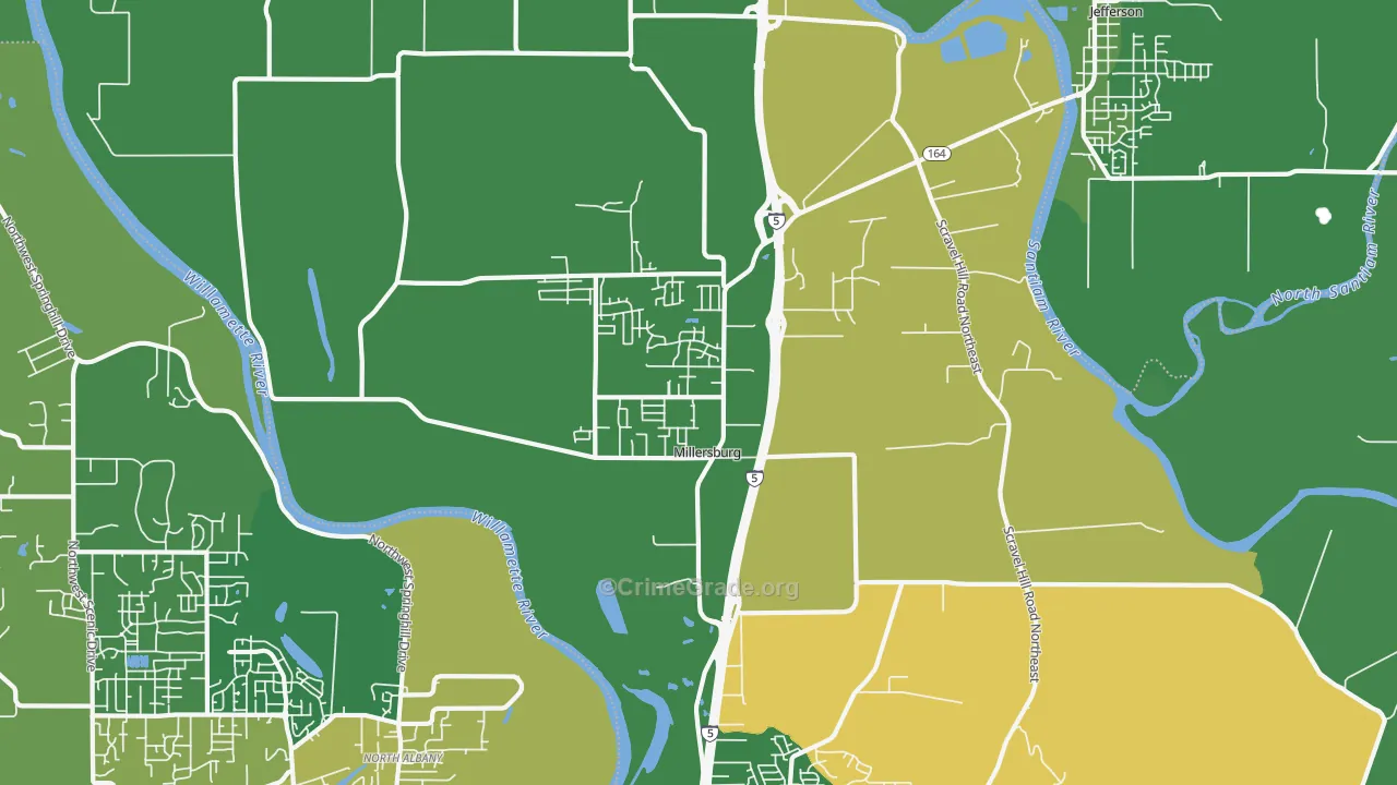 Millersburg, OR Map of Burglary Rates