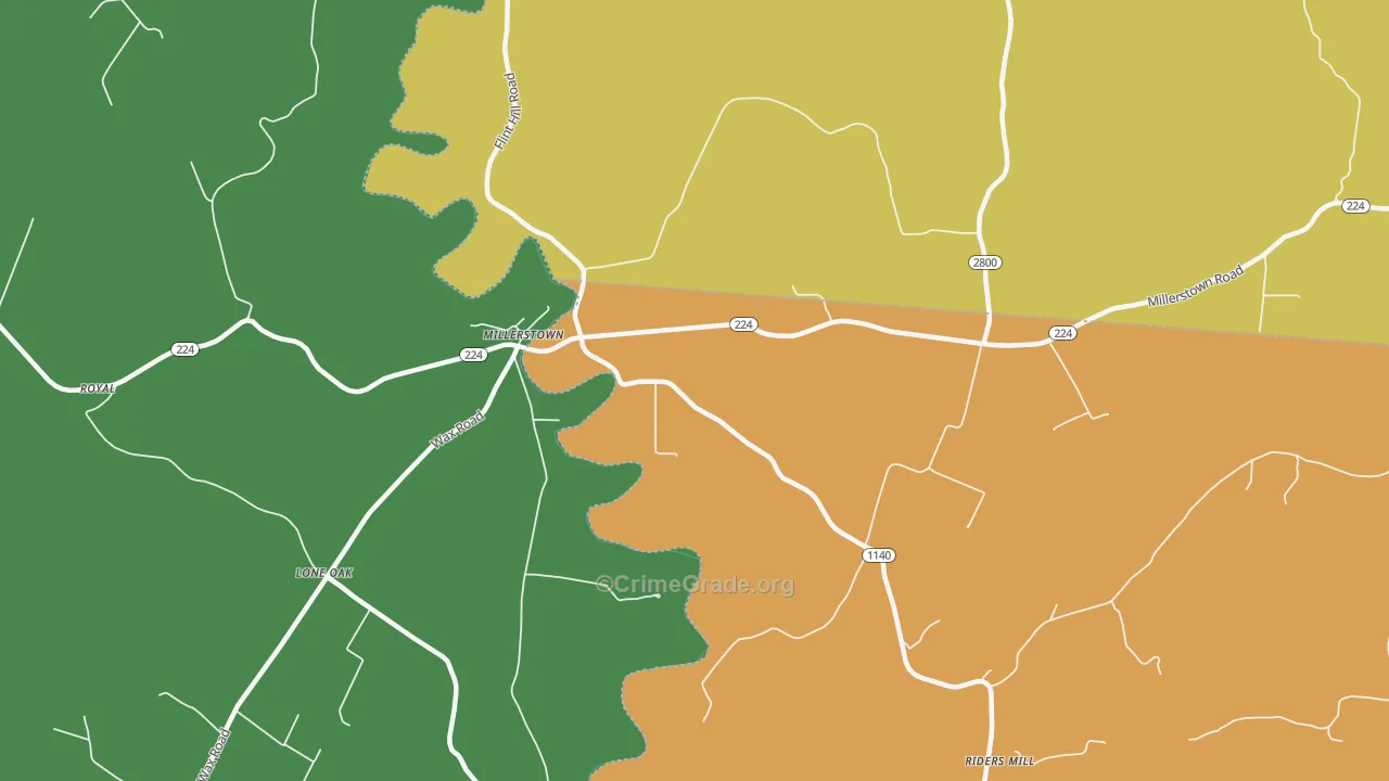 Millerstown, KY Map of Burglary Rates
