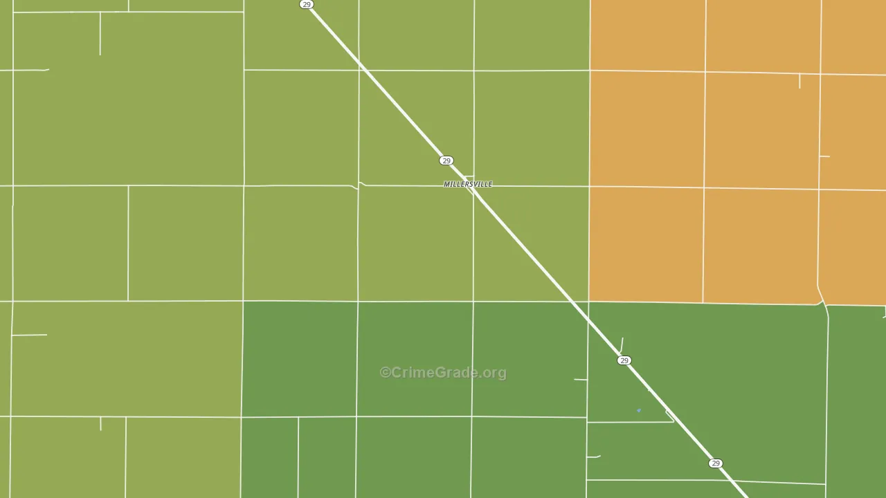Millersville, IL Map of Burglary Rates