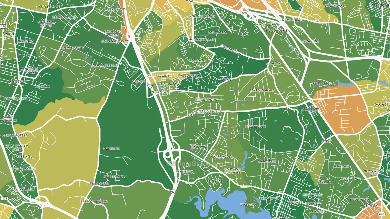 Millersville, MD Map of Burglary Rates