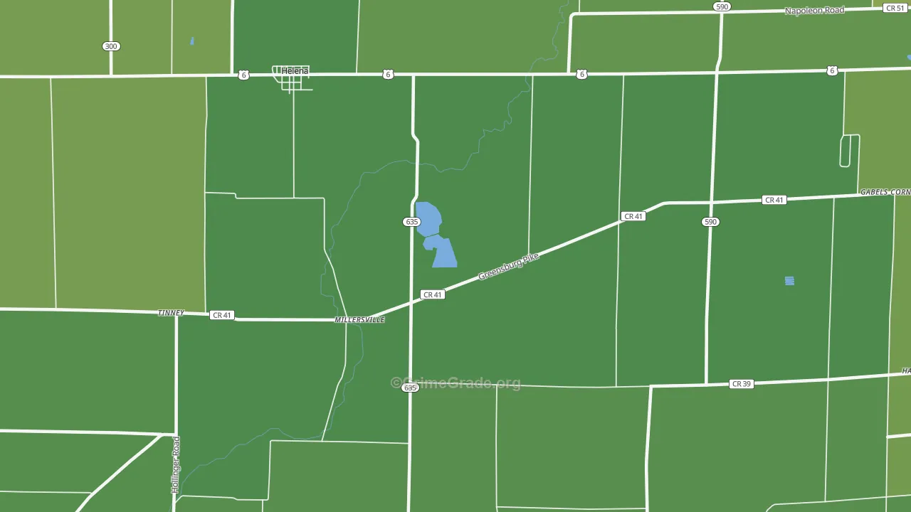 Millersville, OH Map of Burglary Rates