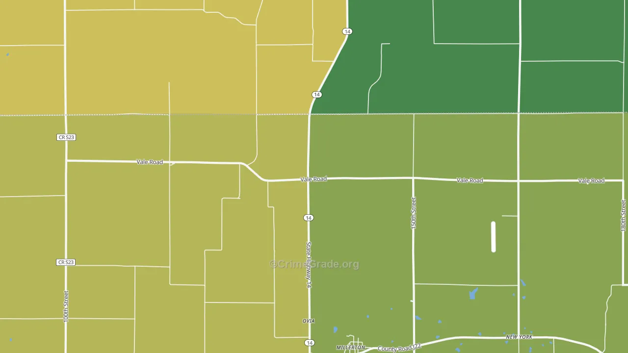 Millerton, IA Map of Burglary Rates