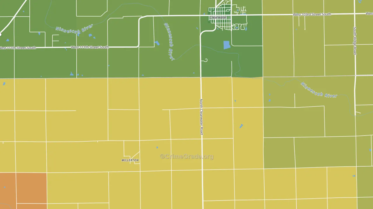 Millerton, KS Map of Burglary Rates