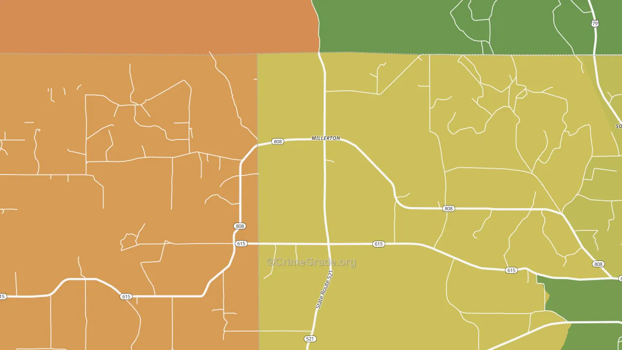 Millerton, LA Map of Burglary Rates