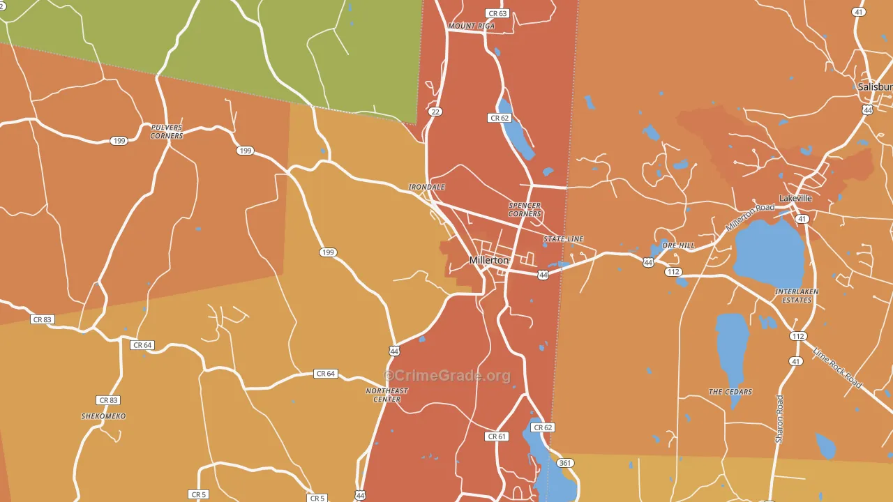 Millerton, NY Map of Burglary Rates