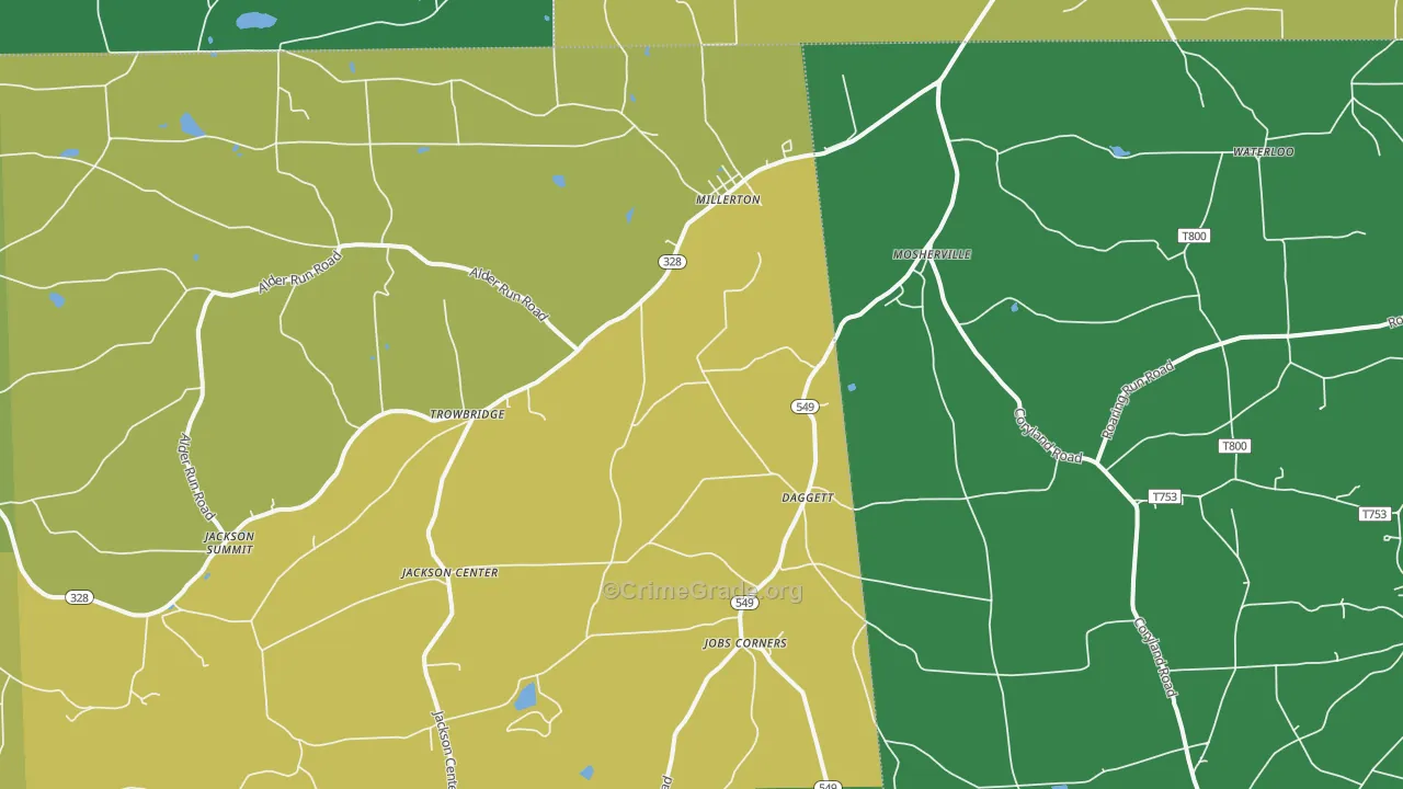 Millerton, PA Map of Burglary Rates