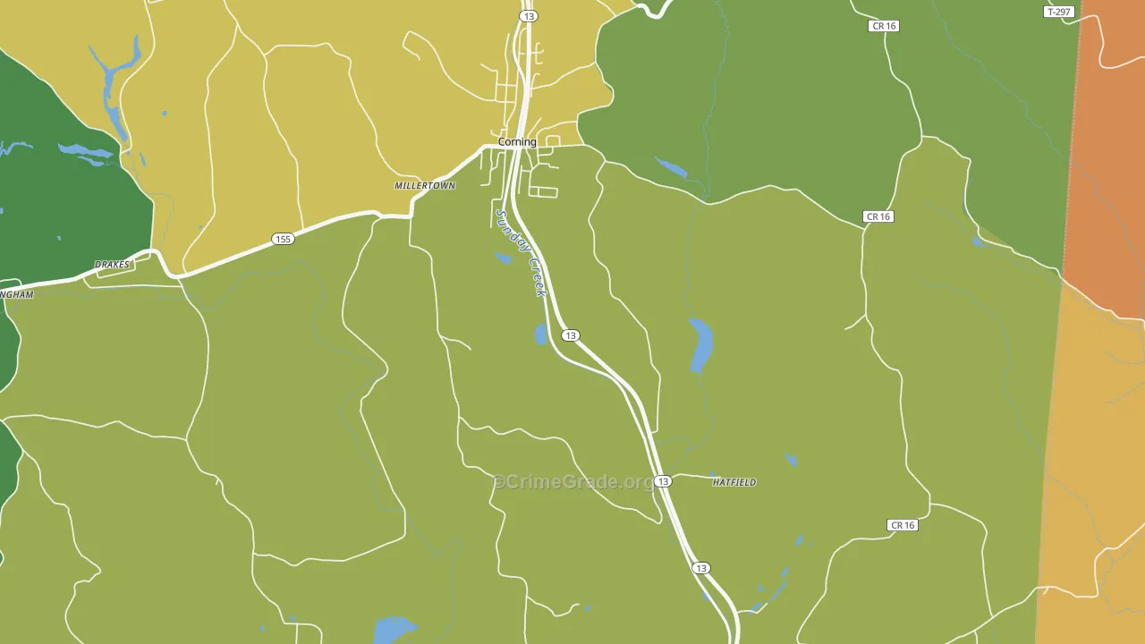 Millertown, OH Map of Burglary Rates