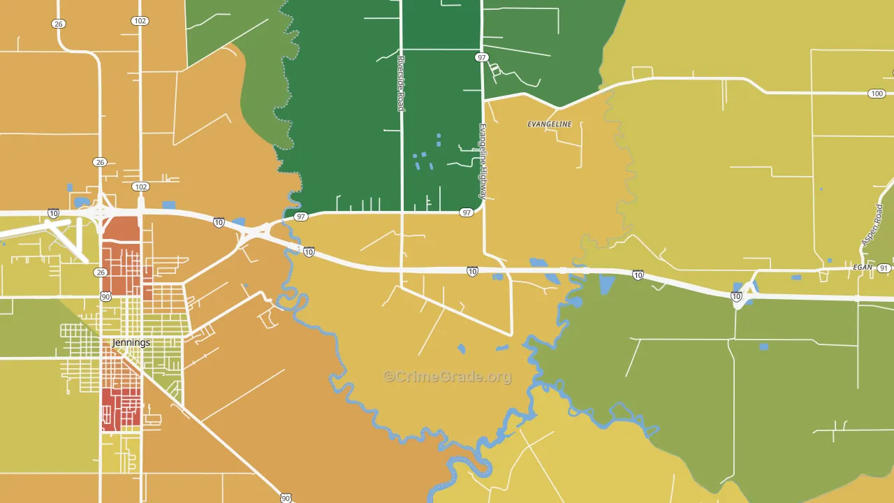 Millerville, LA Map of Burglary Rates