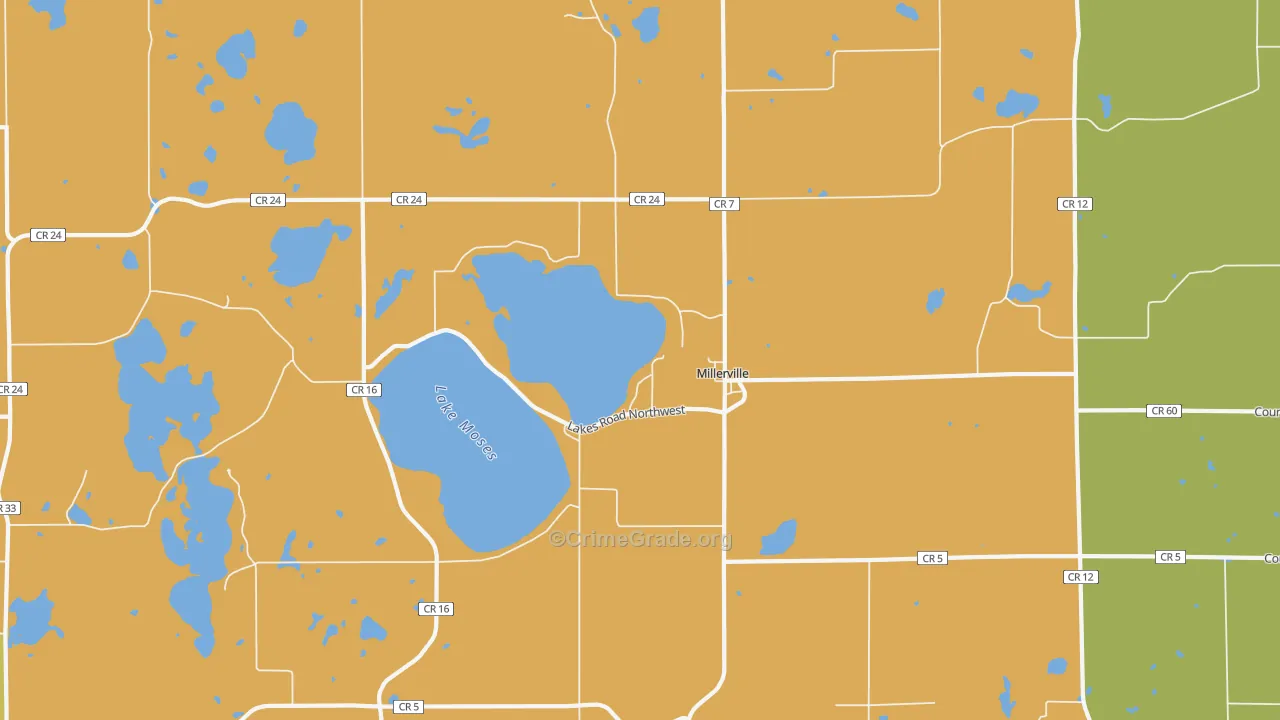 Millerville, MN Map of Burglary Rates