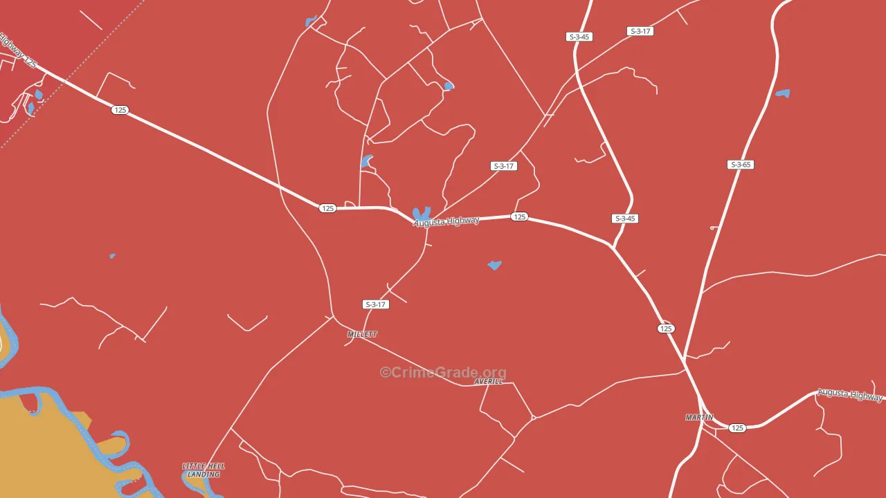 Millett, SC Map of Burglary Rates