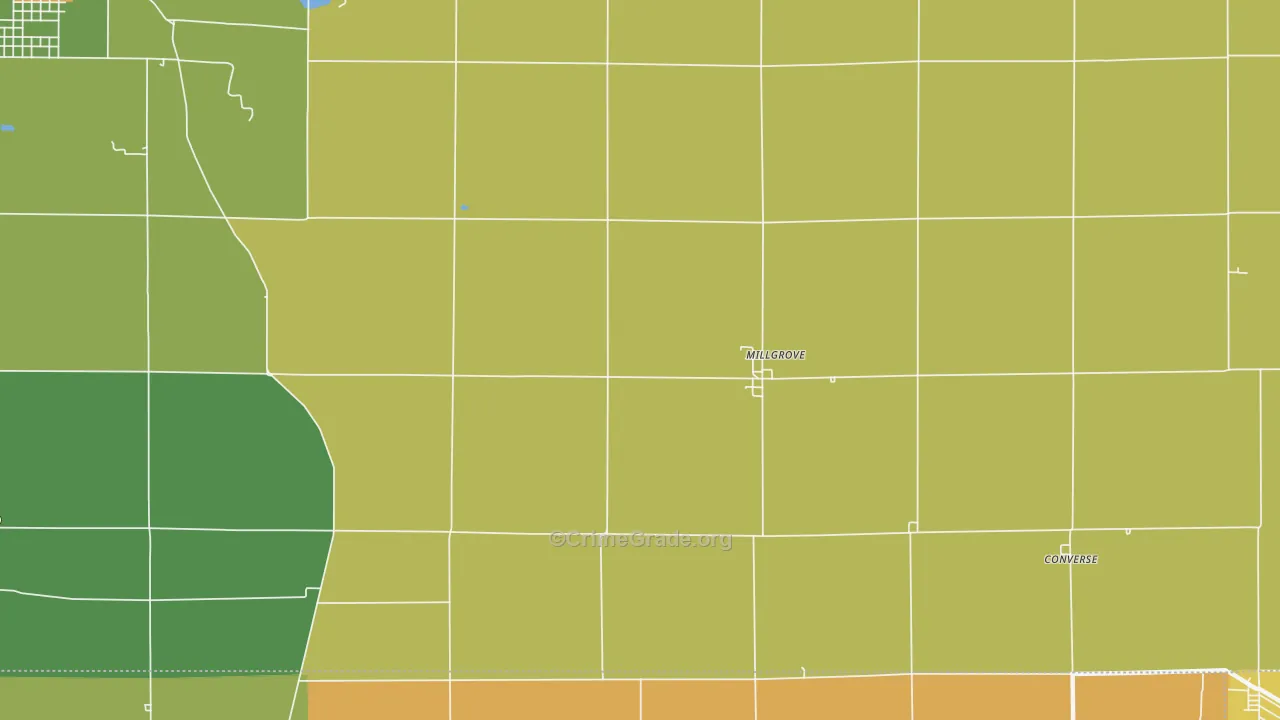 Millgrove, IN Map of Burglary Rates