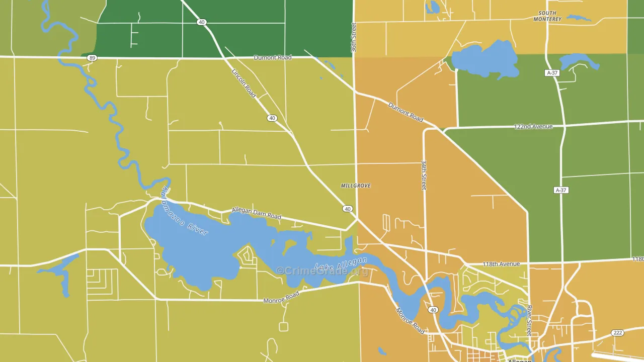 Millgrove, MI Map of Burglary Rates