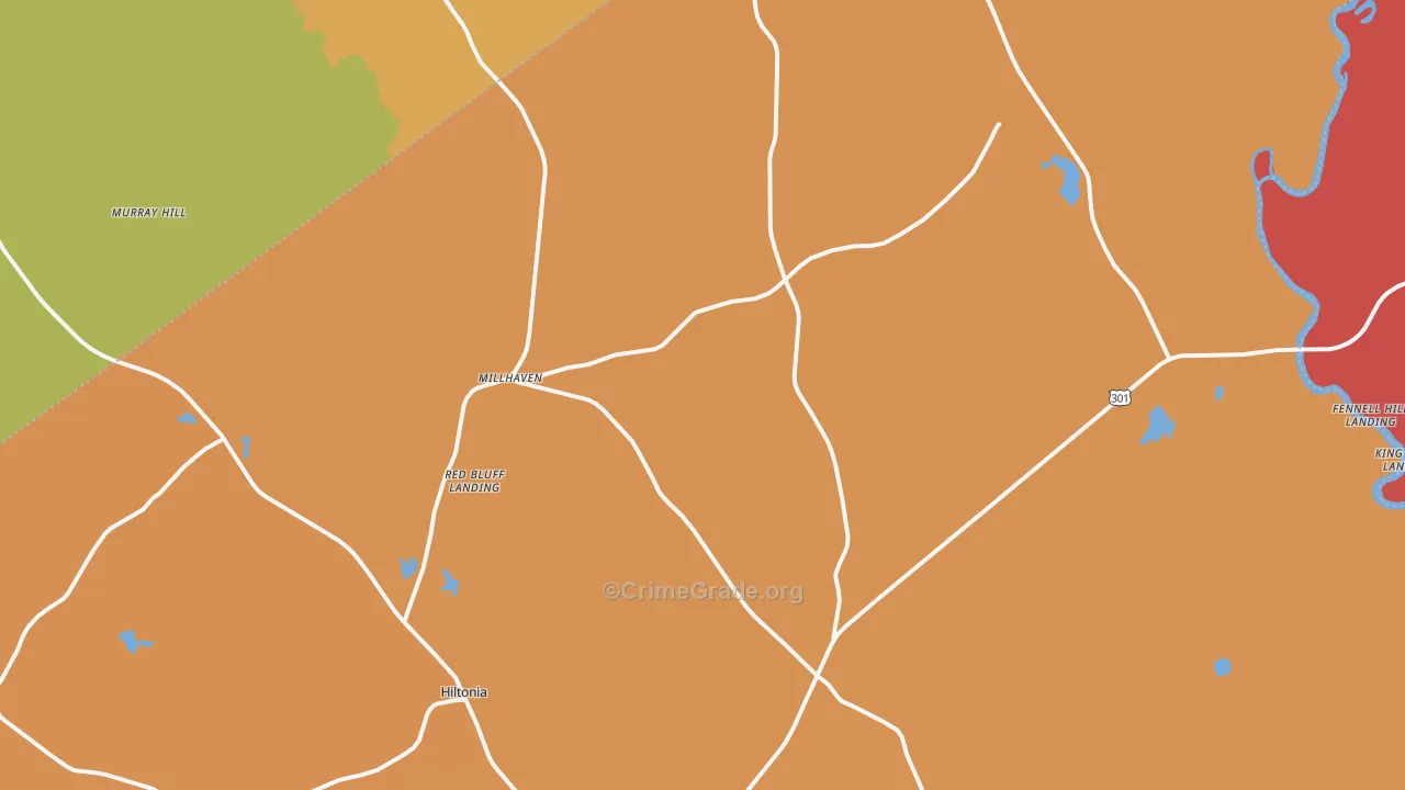 Millhaven, GA Map of Burglary Rates