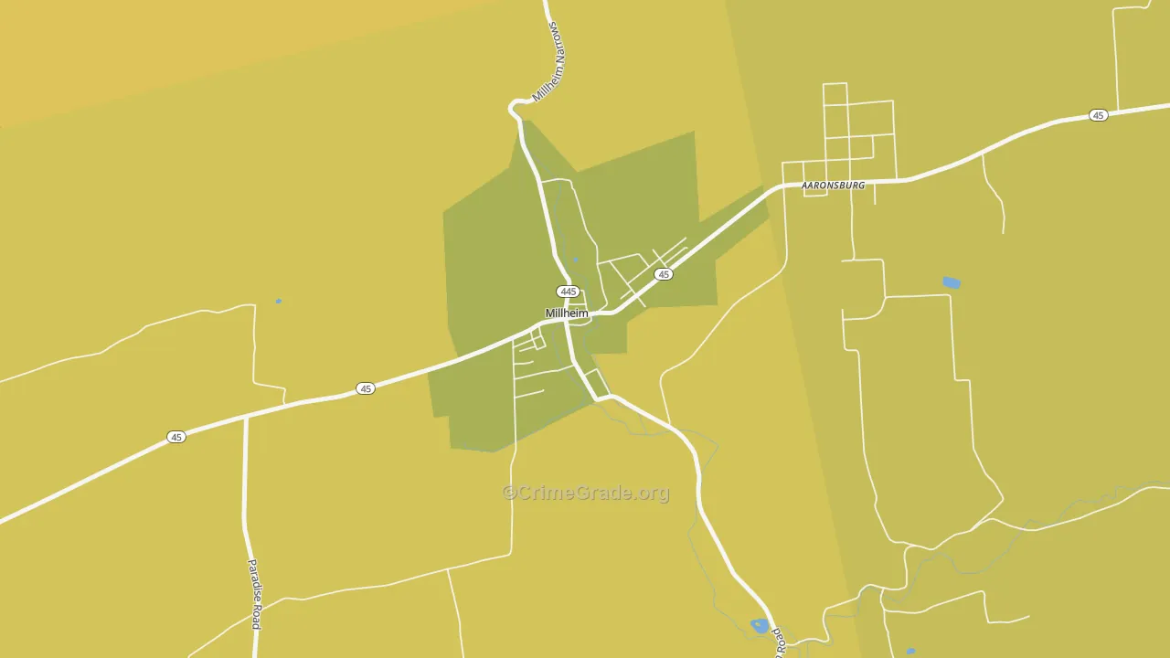 Millheim, PA Map of Burglary Rates