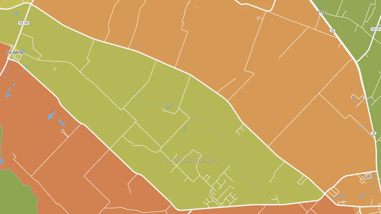 Millheim, TX Map of Burglary Rates
