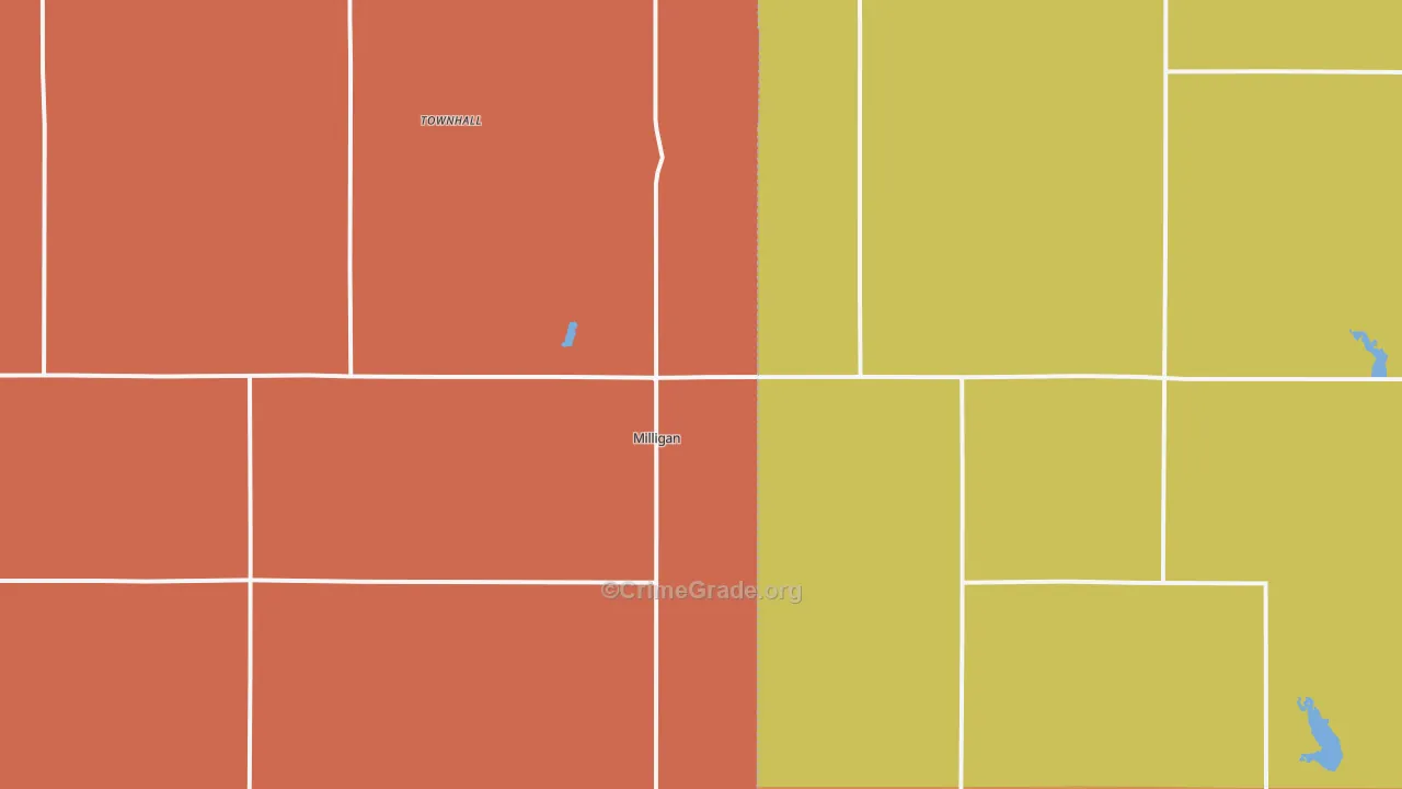Milligan, NE Map of Burglary Rates