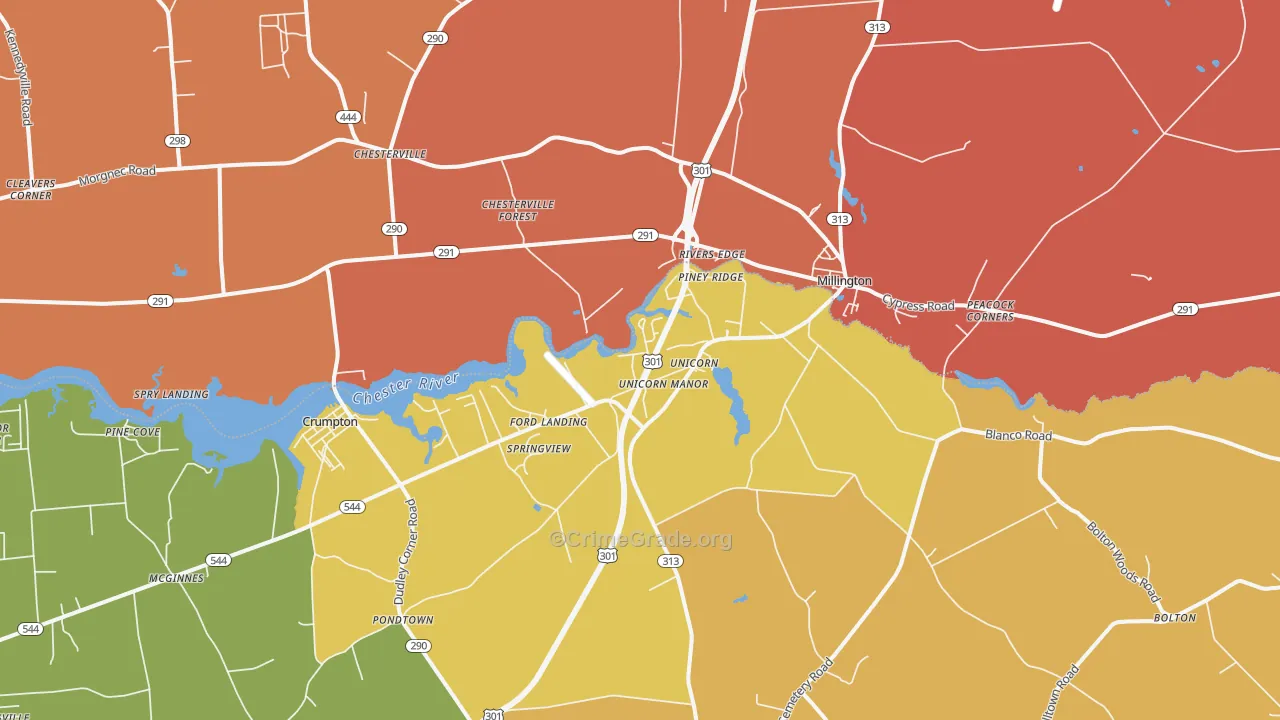 Millington, MD Map of Burglary Rates