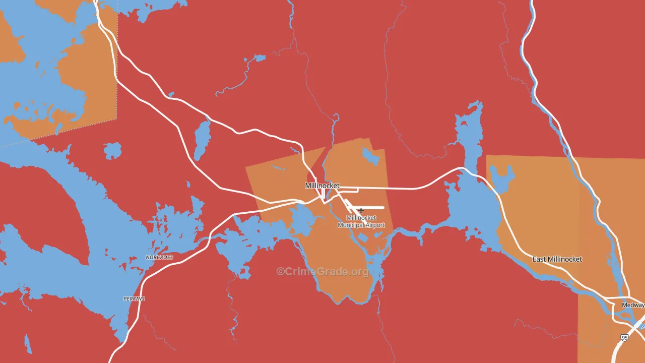 Millinocket, ME Map of Burglary Rates