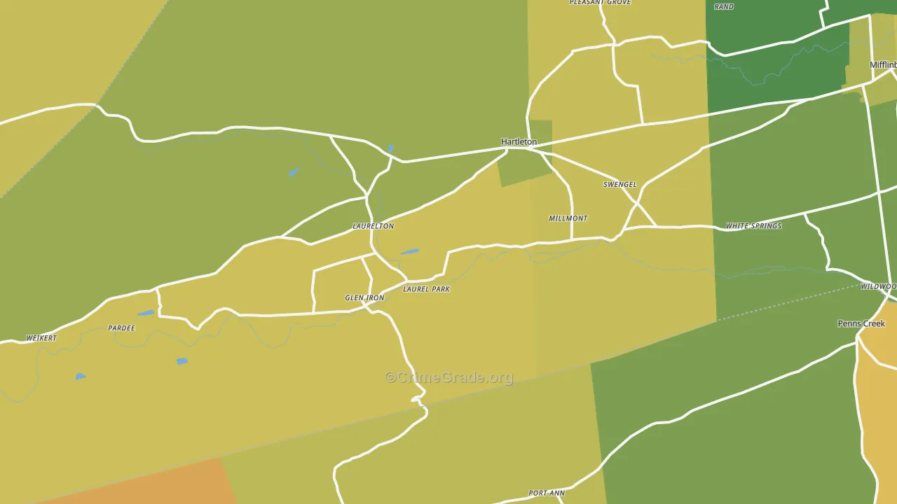 Millmont, PA Map of Burglary Rates