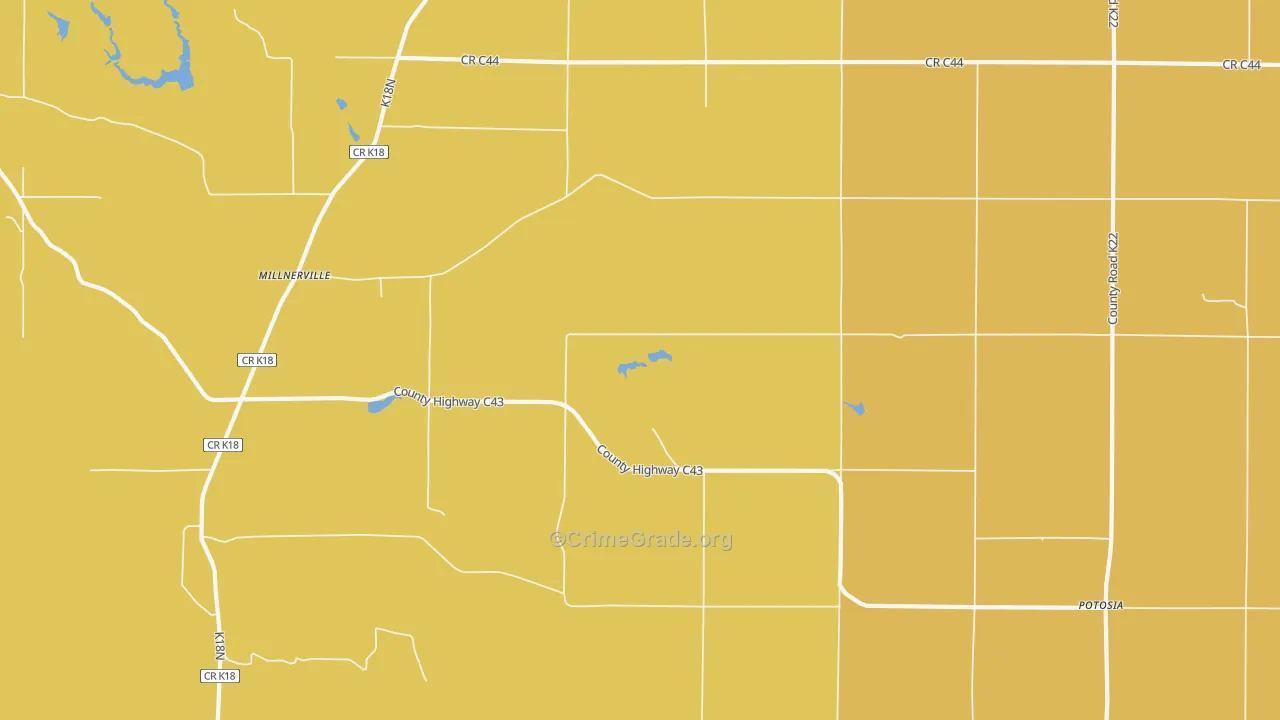 Millnerville, IA Map of Burglary Rates