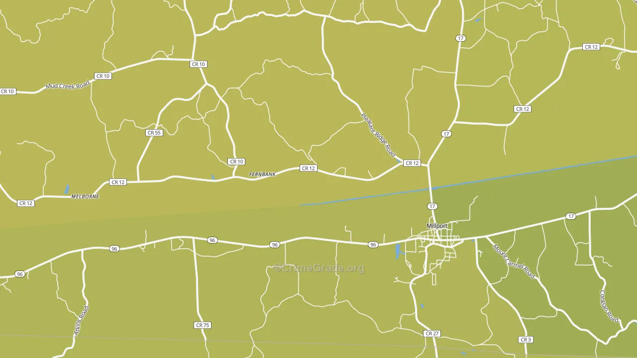 Millport, AL Map of Burglary Rates